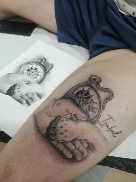 realistico-padre-figlio-gamba
